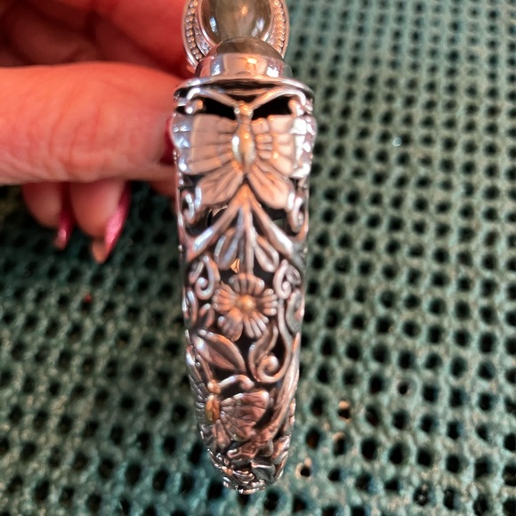 Samuel B Benham Labradorite Cabochons Ornate Bali Sterling 18K Cuff Bracelet - Picture 11 of 13